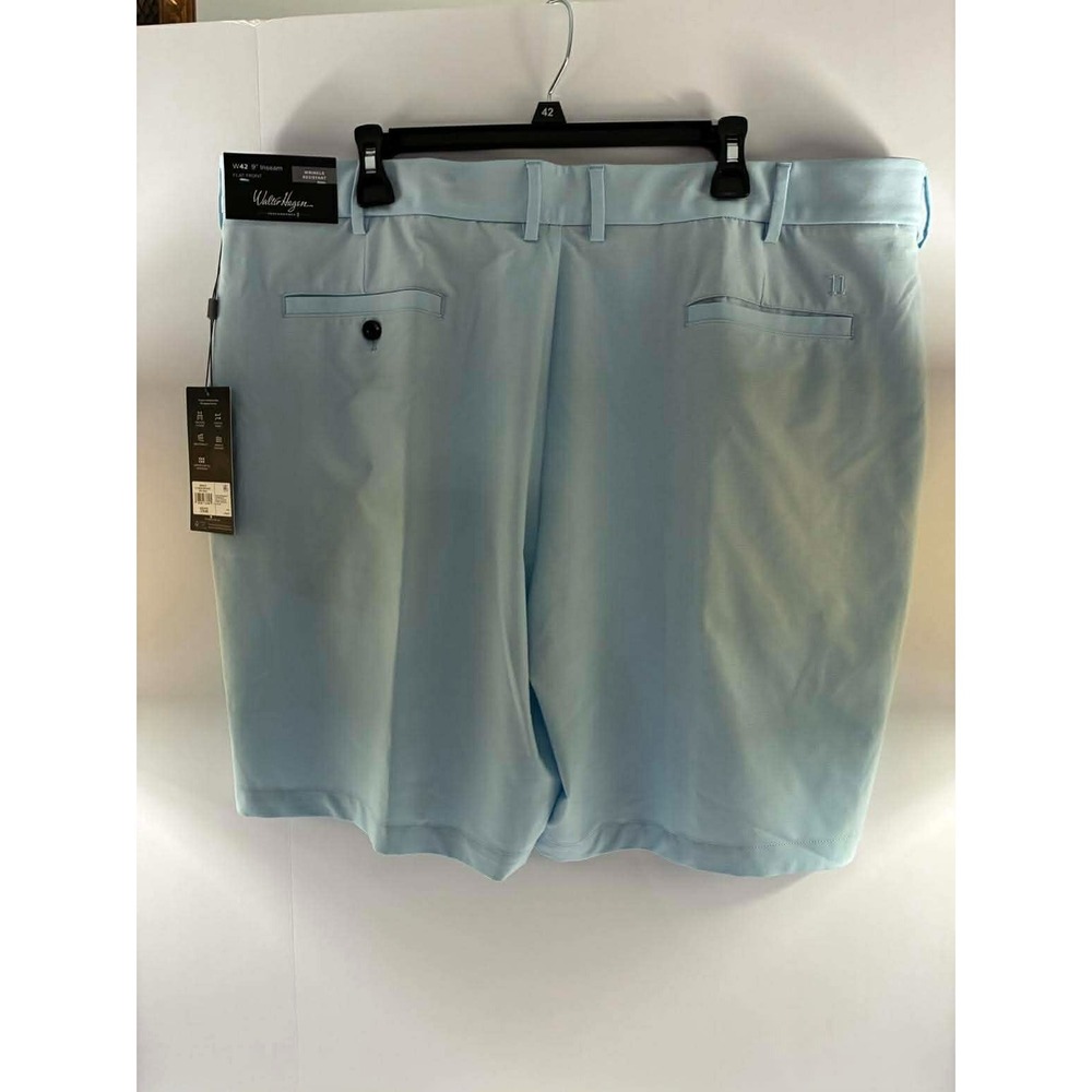 WALTER HAGEN NWT MEN'S 9" PERFECT 11 Micro Lines GOLF SHORTS Soft Blue Sz 42